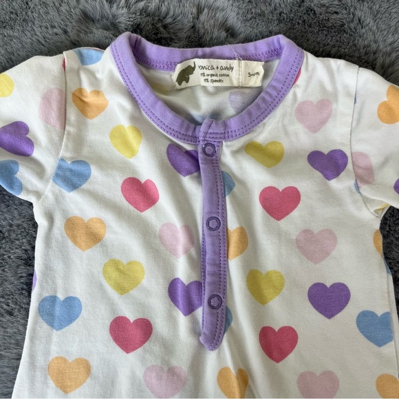 Monica + Andy Soft Touch Hearts Print Sleeping Gown - 3-6M - Picture 3 of 9